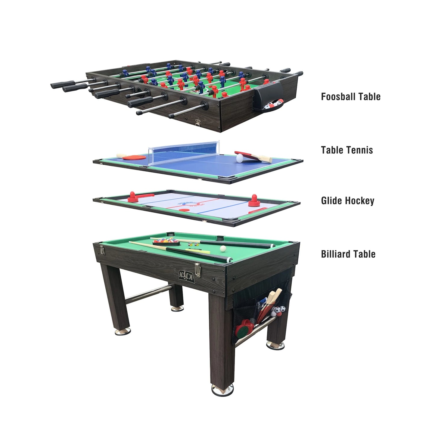 Tetrad 55" 4-In-1 Multi Game Table (Brown)