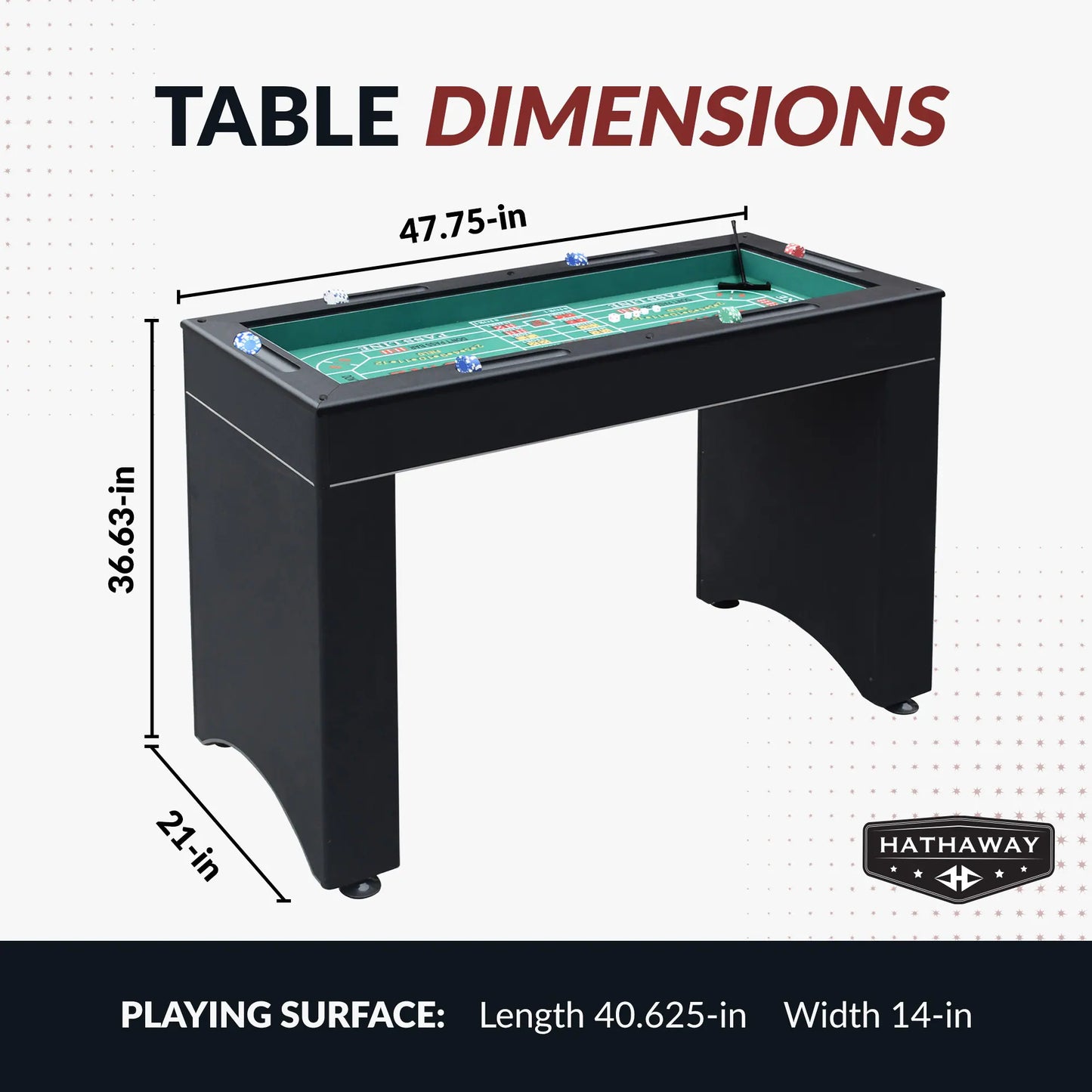 Monte Carlo 4-In-1 Multi Combo Game Table Set, Roulette, Blackjack, Craps