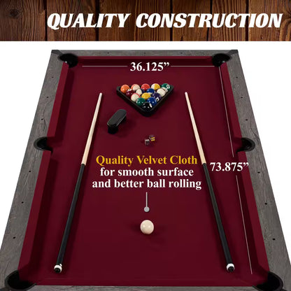 Prescott 7 Ft. Pool Table, 3-In-1 Dining Top and Table Tennis with Game Accessories and Rolling Storage Caddy