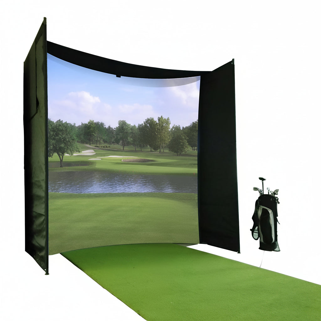 DIY Golf Simulator Impact Screen Frame Enclosure Kit Set, Use with Simulators, Durable Fabric with Velcro, Reinforced Black Border, 9.8'X9.8'X4.9'