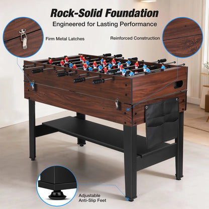 4 in 1 Game Table with Ping Pong, Air Hockey, Foosball, Pool, 48'' Multi Game Table with All Accessories & Storage, Combo Game Table for Adults Kids Family Home Game Room