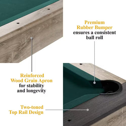Westmont 7 Ft. Pool Table, 3-In-1 Dining Top and Table Tennis with Game Accessories and Rolling Storage Caddy