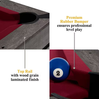 Prescott 7 Ft. Pool Table, 3-In-1 Dining Top and Table Tennis with Game Accessories and Rolling Storage Caddy