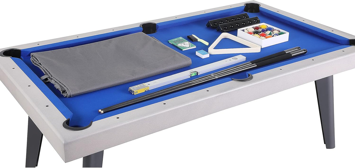 Santorini 82" Outdoor Slate Pool Table with Dining Top and Ping Pong
